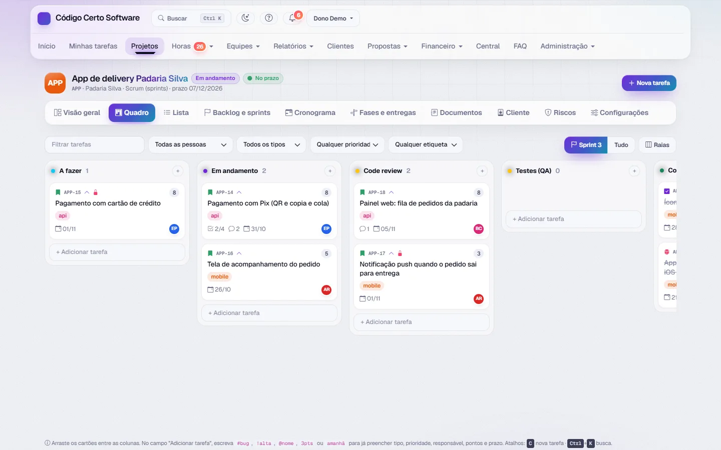 Tela de GoCode Projetos